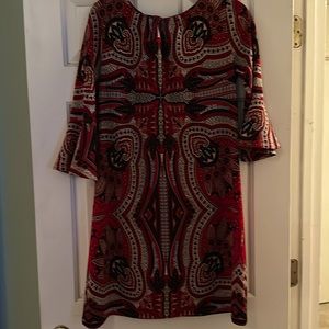 Paisley knee-length dress with bell sleeves